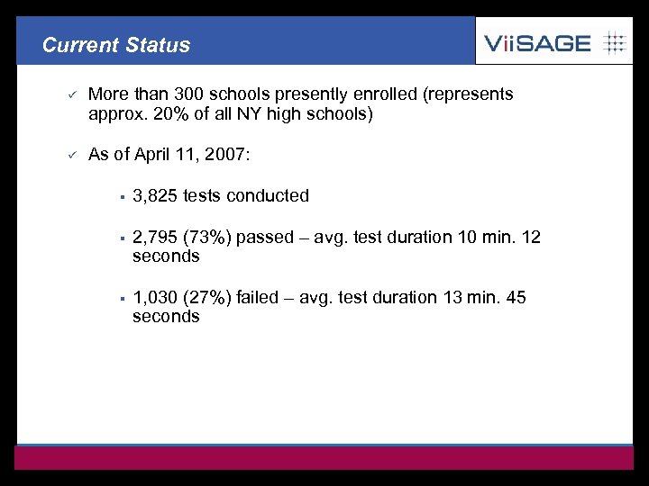 Current Status ü More than 300 schools presently enrolled (represents approx. 20% of all