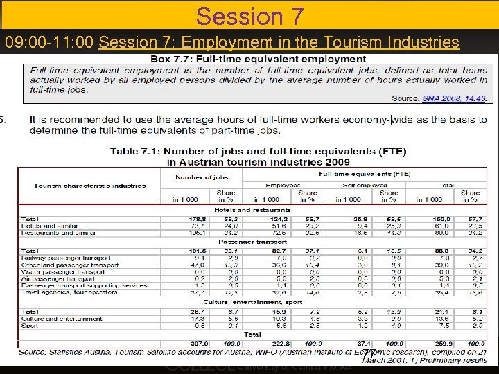 Session 7 09: 00 -11: 00 Session 7: Employment in the Tourism Industries ►