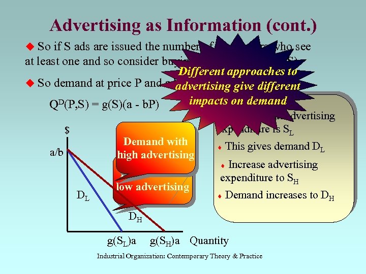 Advertising as Information (cont. ) u So if S ads are issued the number