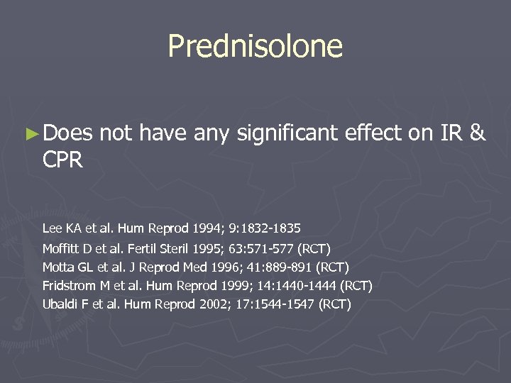 Prednisolone ► Does CPR not have any significant effect on IR & Lee KA