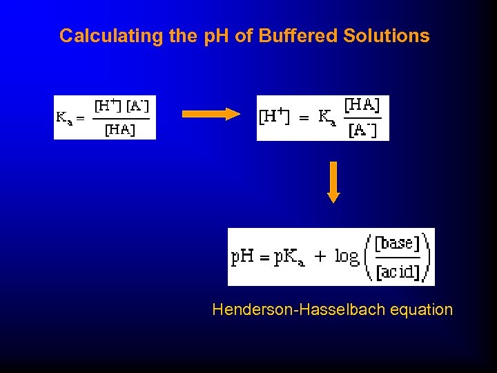 Calculating the p. H of Buffered Solutions Henderson-Hasselbach equation 
