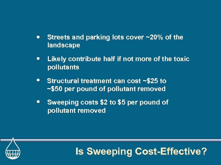 Streets and parking lots cover ~20% of the landscape Likely contribute half if not