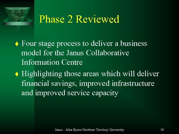 Phase 2 Reviewed t t Four stage process to deliver a business model for