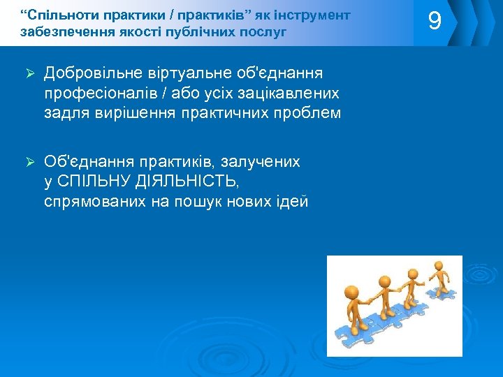 “Спільноти практики / практиків” як інструмент забезпечення якості публічних послуг Добровільне віртуальне об'єднання професіоналів
