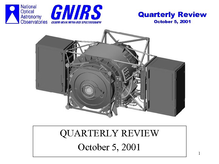 Quarterly Review October 5, 2001 QUARTERLY REVIEW October 5, 2001 1 