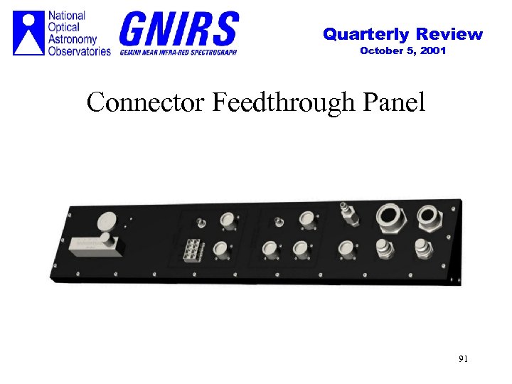 Quarterly Review October 5, 2001 Connector Feedthrough Panel 91 