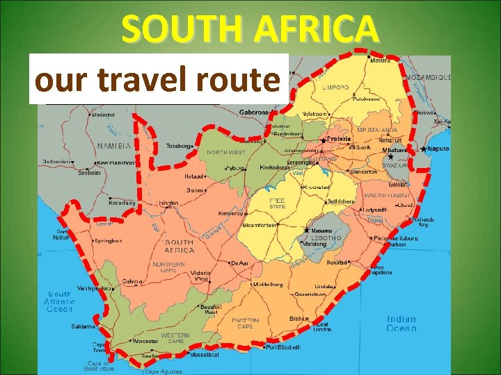 SOUTH AFRICA our travel route 