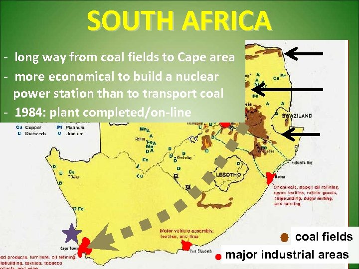 SOUTH AFRICA - long way from coal fields to Cape area - more economical