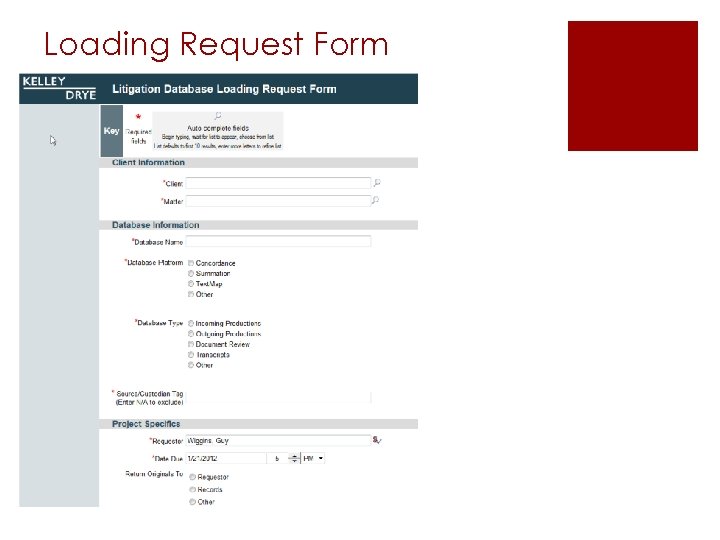 Loading Request Form 