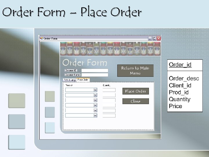 Order Form – Place Order 