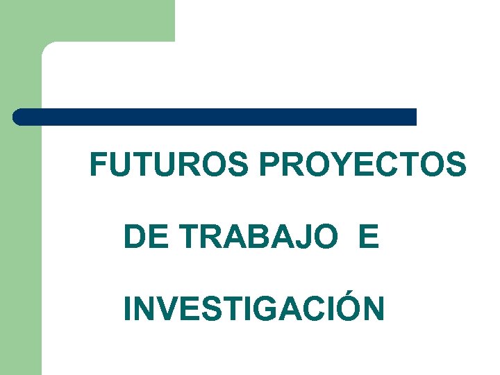  FUTUROS PROYECTOS DE TRABAJO E INVESTIGACIÓN 