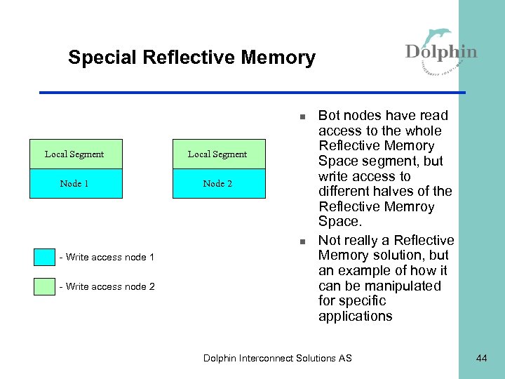 Special Reflective Memory n Local Segment Node 1 Node 2 n - Write access