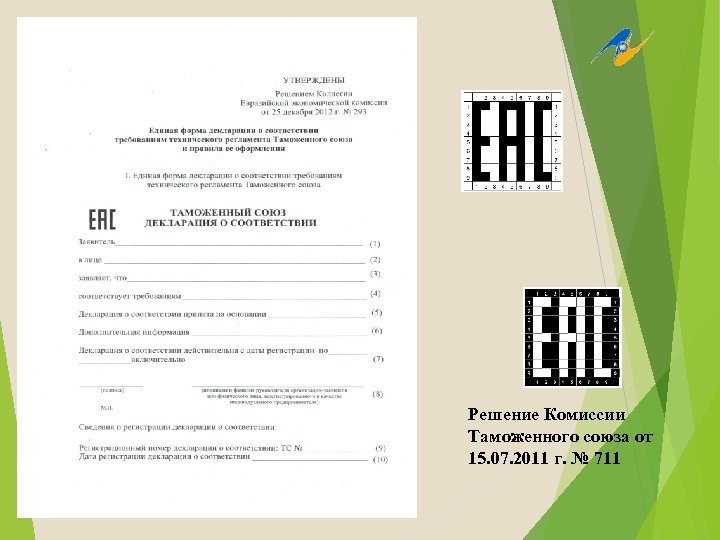 Решение Комиссии Таможенного союза от 15. 07. 2011 г. № 711 