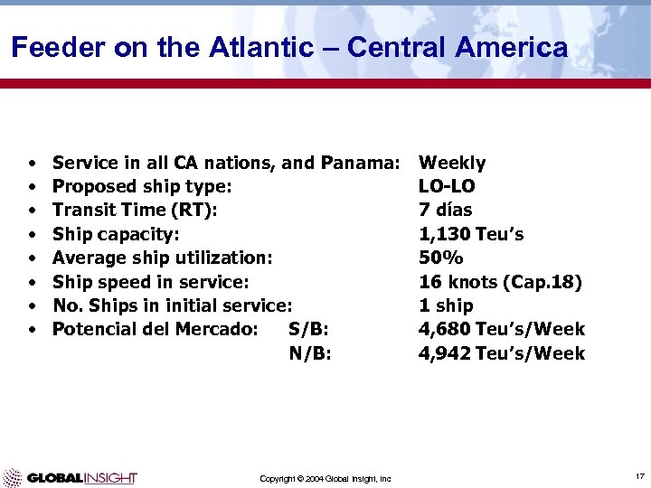 Feeder on the Atlantic – Central America • • Service in all CA nations,