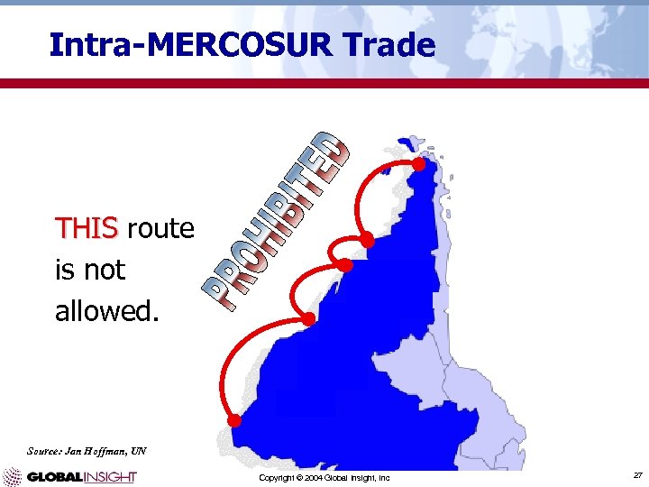 Intra-MERCOSUR Trade THIS route is not allowed. Source: Jan Hoffman, UN Copyright © 2004