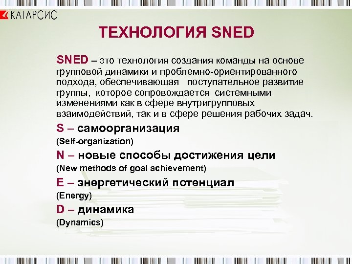 ТЕХНОЛОГИЯ SNED – это технология создания команды на основе групповой динамики и проблемно-ориентированного подхода,