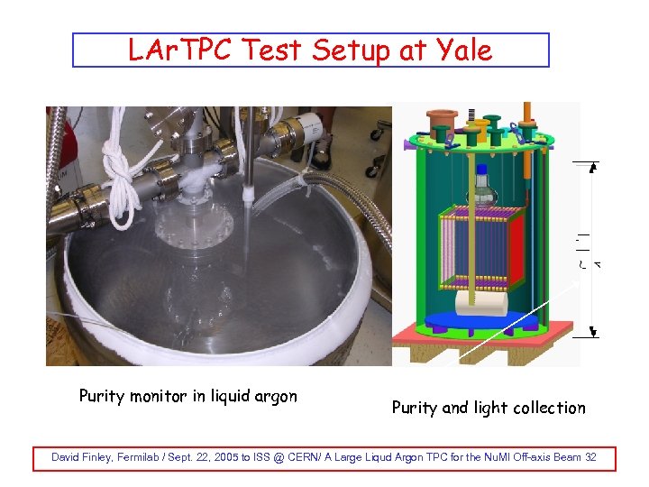 LAr. TPC Test Setup at Yale Purity monitor in liquid argon Purity and light