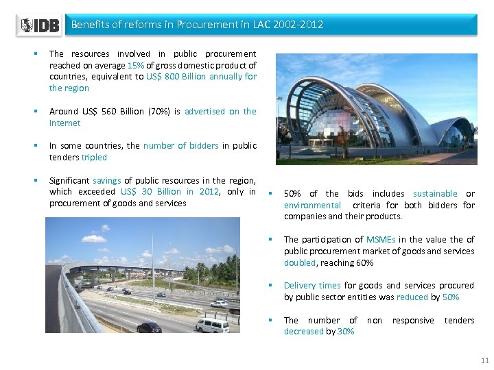 Benefits of reforms in Procurement in LAC 2002 -2012 § The resources involved in