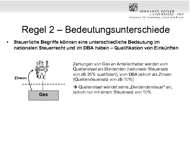 Regel 2 – Bedeutungsunterschiede • Steuerliche Begriffe können eine unterschiedliche Bedeutung im nationalen Steuerrecht
