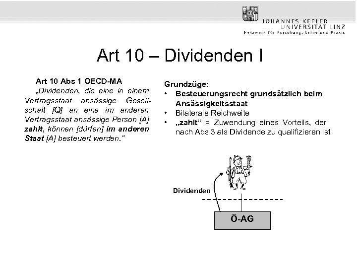 Art 10 – Dividenden I Art 10 Abs 1 OECD-MA „Dividenden, die eine in