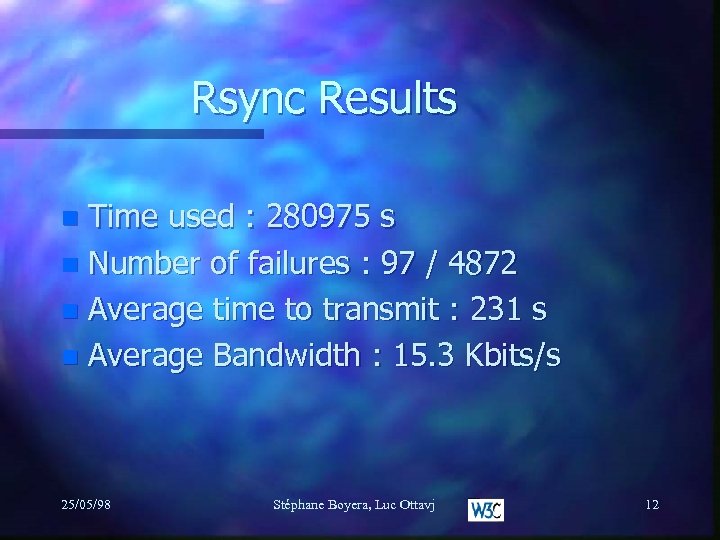 Rsync Results Time used : 280975 s n Number of failures : 97 /