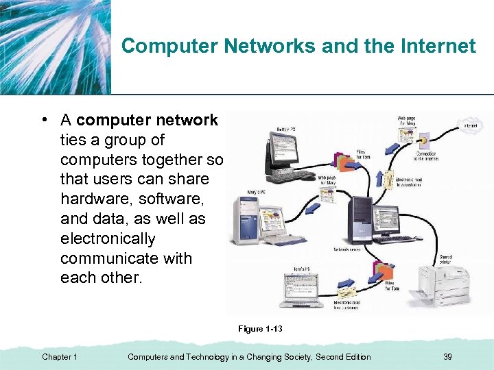 XP Computer Networks and the Internet • A computer network ties a group of