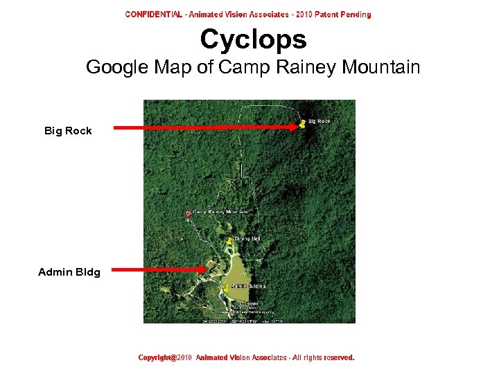 Cyclops Google Map of Camp Rainey Mountain Big Rock Admin Bldg Google Map of