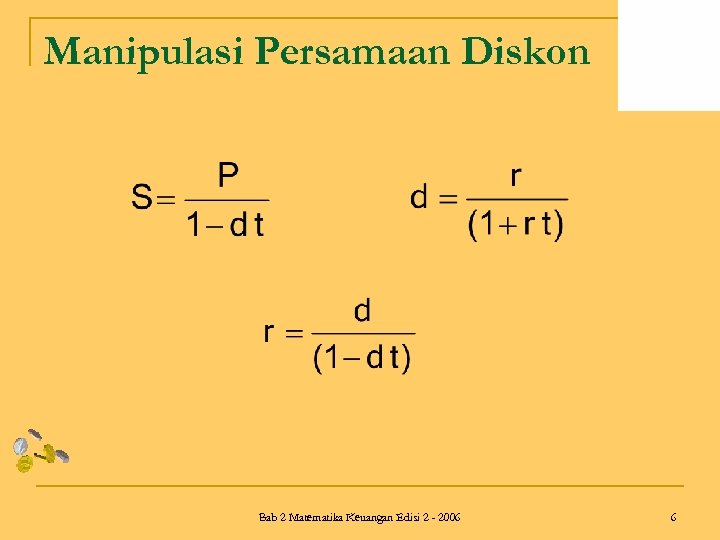 Manipulasi Persamaan Diskon Bab 2 Matematika Keuangan Edisi 2 - 2006 6 