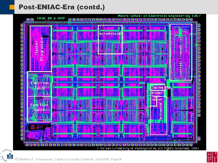 Post-ENIAC-Era (contd. ) ã Matthieu-P. Schapranow, Origins of Operation Systems, June 2006, Page 34