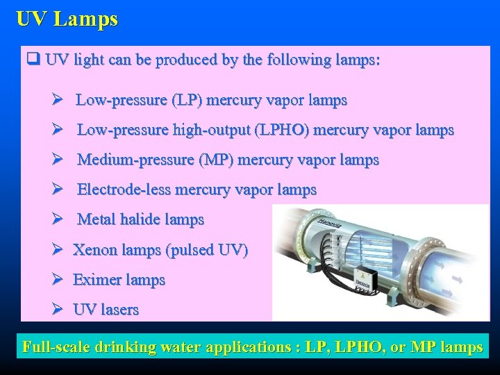 UV Lamps q UV light can be produced by the following lamps: Ø Low-pressure