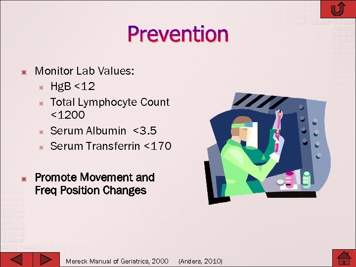 Prevention Monitor Lab Values: Hg. B <12 Total Lymphocyte Count <1200 Serum Albumin <3.