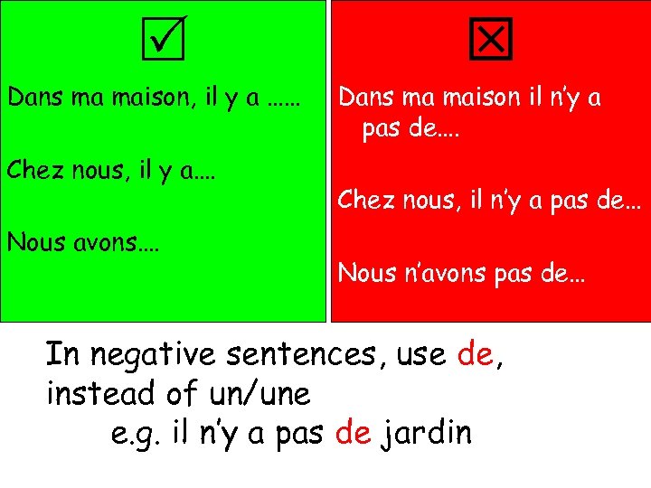  Dans ma maison, il y a …… Chez nous, il y a…. Nous