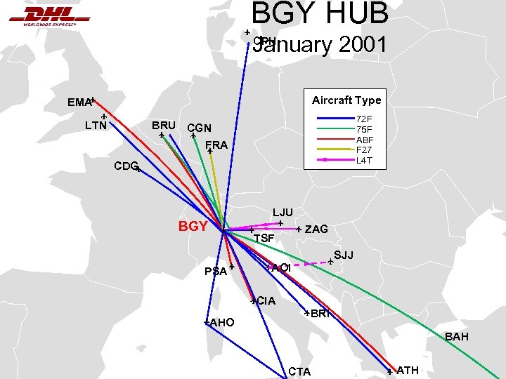 BGY HUB CPH January 2001 Aircraft Type EMA LTN 72 F 75 F ABF