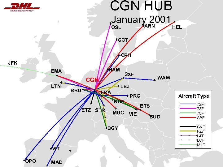 CGN HUB January 2001 ARN OSL HEL GOT CPH JFK HAM EMA CGN LTN