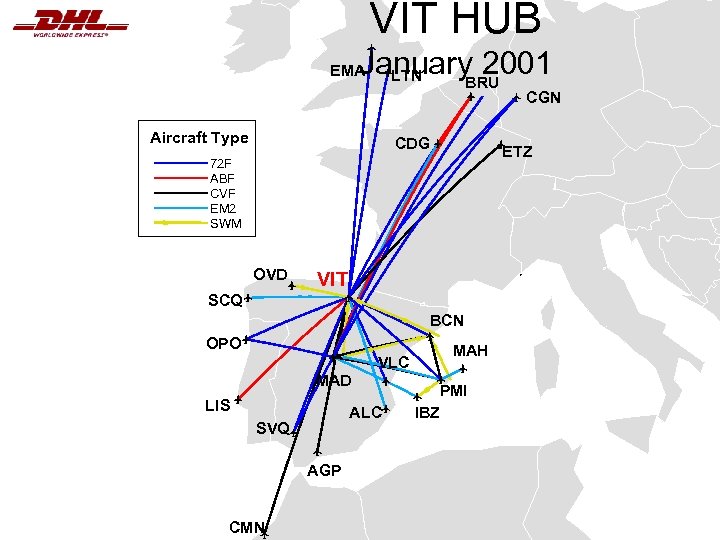 VIT HUB January 2001 LTN BRU EMA CGN Aircraft Type CDG ETZ 72 F