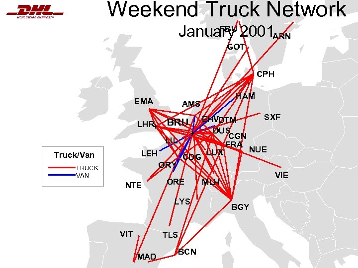 Weekend Truck Network FBU January 2001 ARN GOT CPH EMA LHR AMS BRU LIL