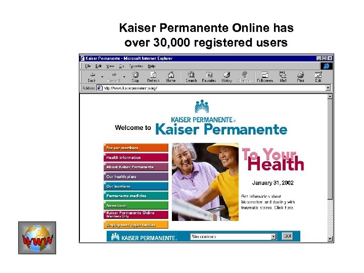 Kaiser Permanente Online has over 30, 000 registered users 