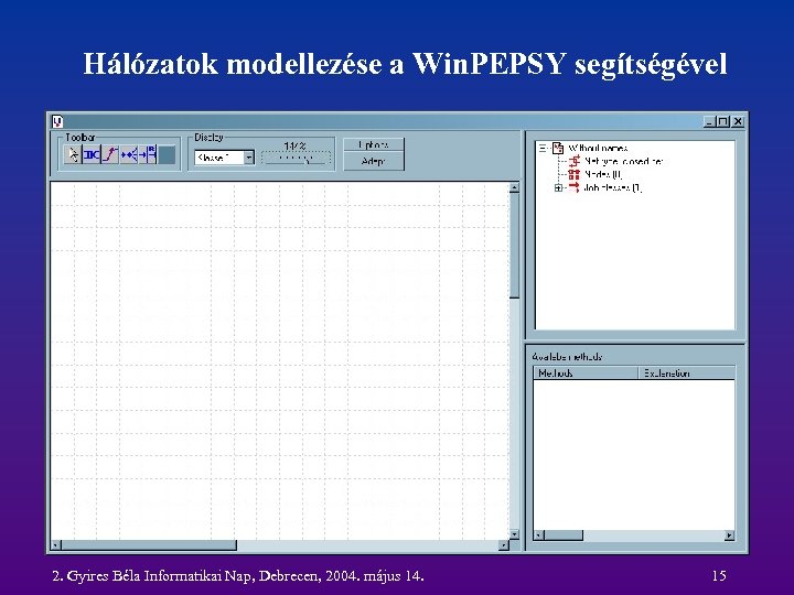 Hálózatok modellezése a Win. PEPSY segítségével 2. Gyires Béla Informatikai Nap, Debrecen, 2004. május