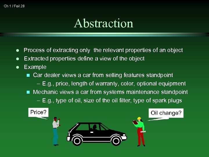 Ch 1 / Foil 26 Abstraction l l l Process of extracting only the