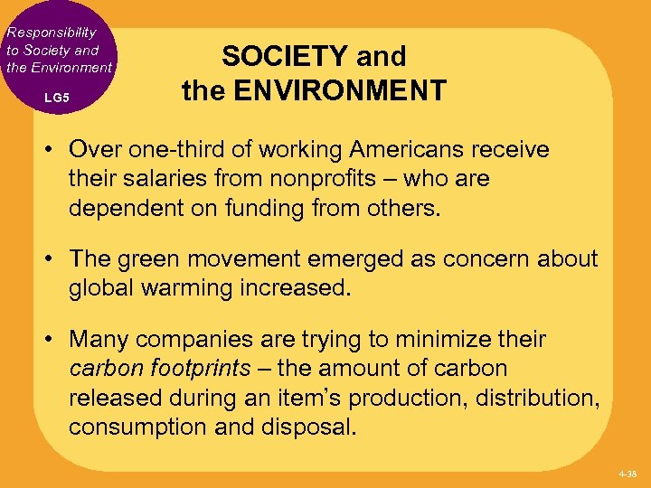 Responsibility to Society and the Environment LG 5 SOCIETY and the ENVIRONMENT • Over