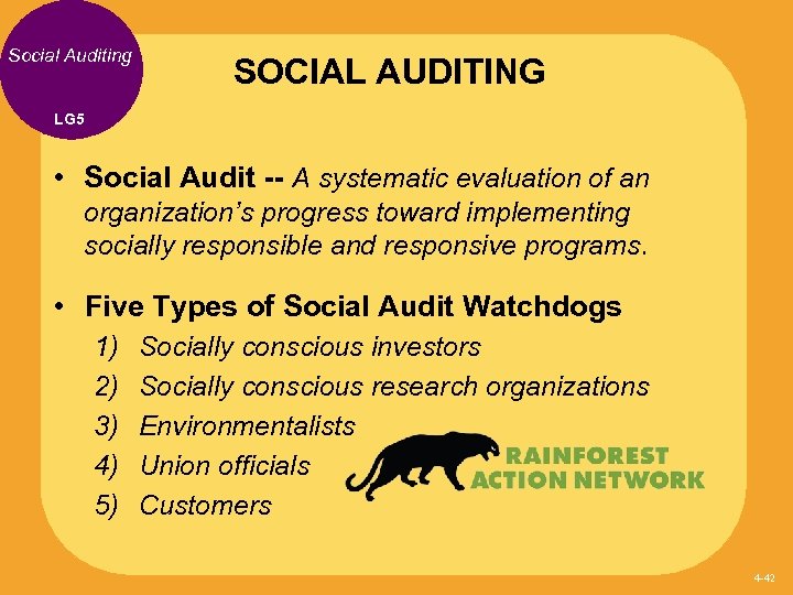 Social Auditing SOCIAL AUDITING LG 5 • Social Audit -- A systematic evaluation of