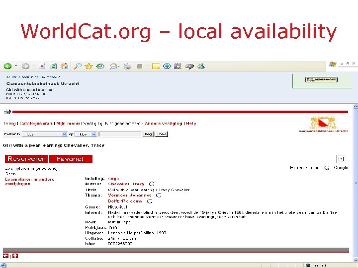 World. Cat. org – local availability 35 