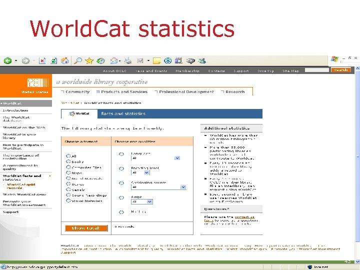 World. Cat statistics 43 