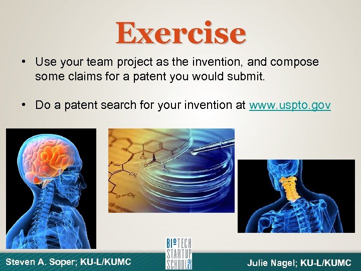 Exercise • Use your team project as the invention, and compose some claims for