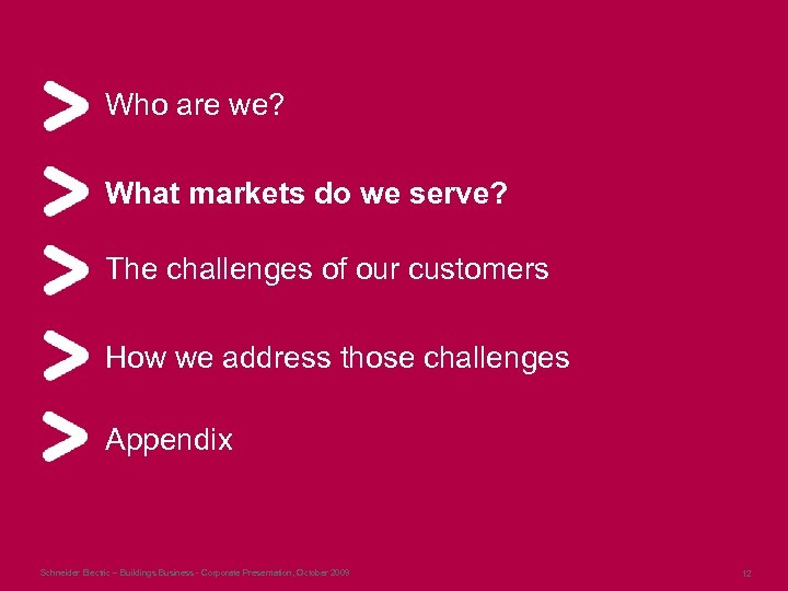 Who are we? What markets do we serve? The challenges of our customers How