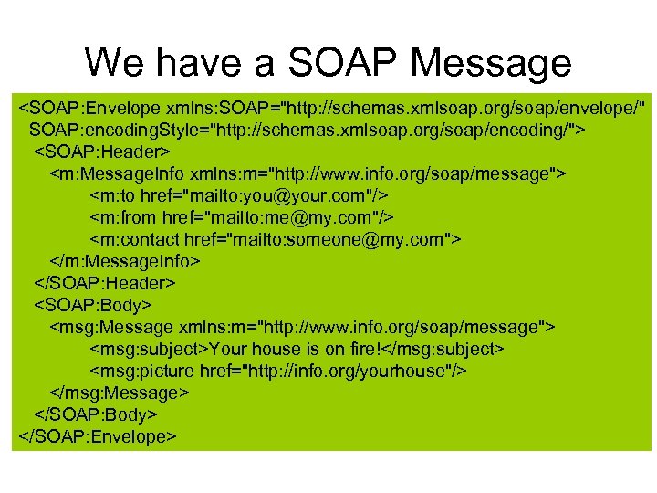 We have a SOAP Message <SOAP: Envelope xmlns: SOAP=