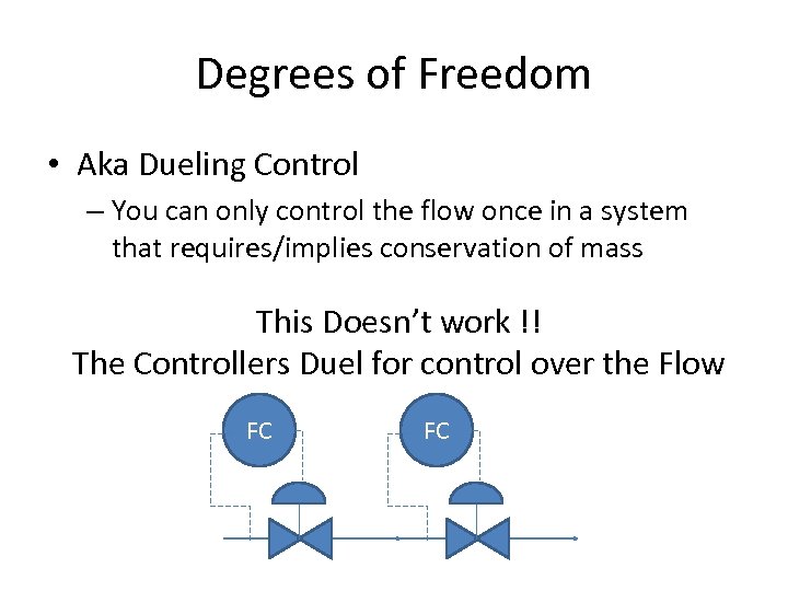 Degrees of Freedom • Aka Dueling Control – You can only control the flow