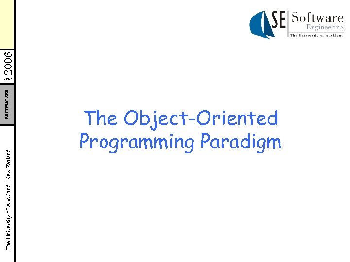 The University of Auckland | New Zealand SOFTENG 350 YEAR The Object-Oriented Programming Paradigm