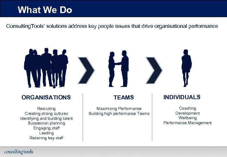 What We Do Consulting. Tools’ solutions address key people issues that drive organisational performance