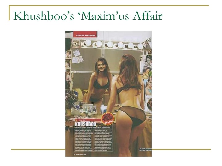 Khushboo’s ‘Maxim’us Affair 